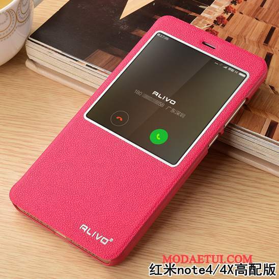 Futerał Redmi Note 4x Skóra Czerwony Trudno, Etui Redmi Note 4x Ochraniacz Na Telefon Anti-fall