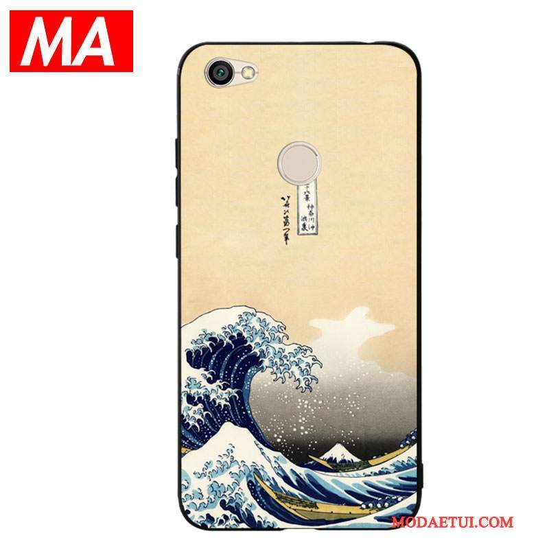 Futerał Redmi Note 5a Miękki Fale Morza Sztuka, Etui Redmi Note 5a Silikonowe Japoński Żółty