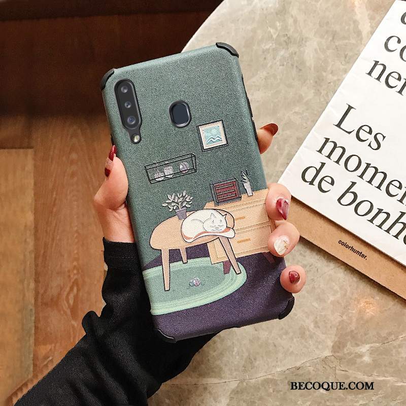 Futerał Samsung Galaxy A20s Relief Anti-fall Filmy, Etui Samsung Galaxy A20s Miękki Zielonyna Telefon