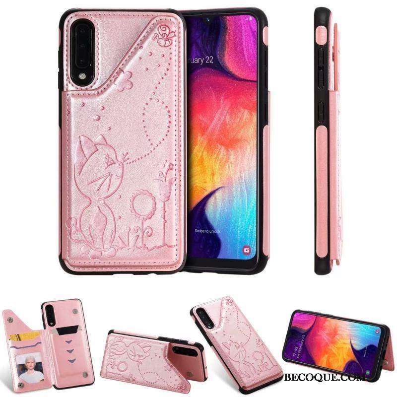 Futerał Samsung Galaxy A30s Skóra Anti-fall Kotek, Etui Samsung Galaxy A30s Torby Szaryna Telefon