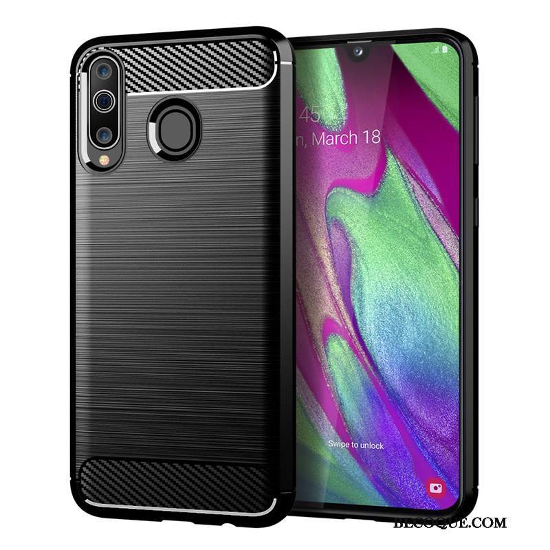 Futerał Samsung Galaxy A40s Ochraniacz Włókno Wzór, Etui Samsung Galaxy A40s Miękki Czarnyna Telefon