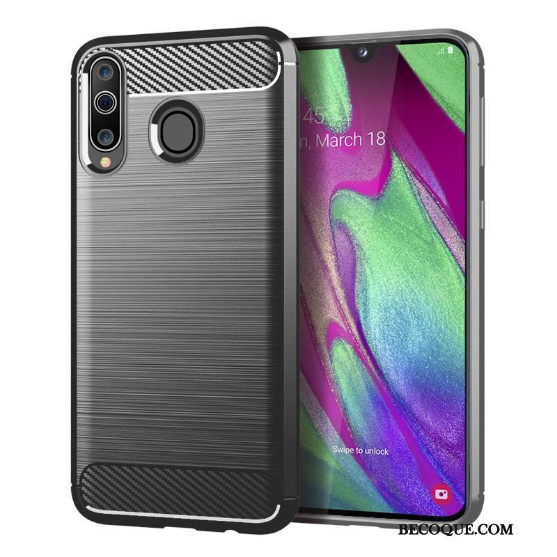 Futerał Samsung Galaxy A40s Ochraniacz Włókno Wzór, Etui Samsung Galaxy A40s Miękki Czarnyna Telefon