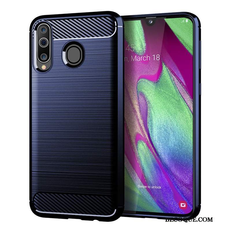 Futerał Samsung Galaxy A40s Ochraniacz Włókno Wzór, Etui Samsung Galaxy A40s Miękki Czarnyna Telefon