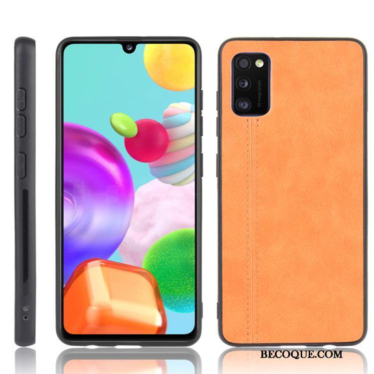 Futerał Samsung Galaxy A41 Skóra Czarny Trudno, Etui Samsung Galaxy A41 Ochraniacz Anti-fall Tendencja