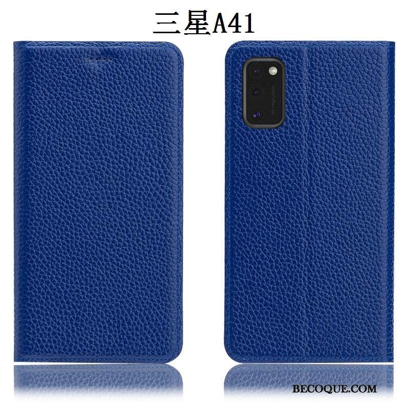 Futerał Samsung Galaxy A41 Skóra Litchi Czarny, Etui Samsung Galaxy A41 Torby Anti-fallna Telefon