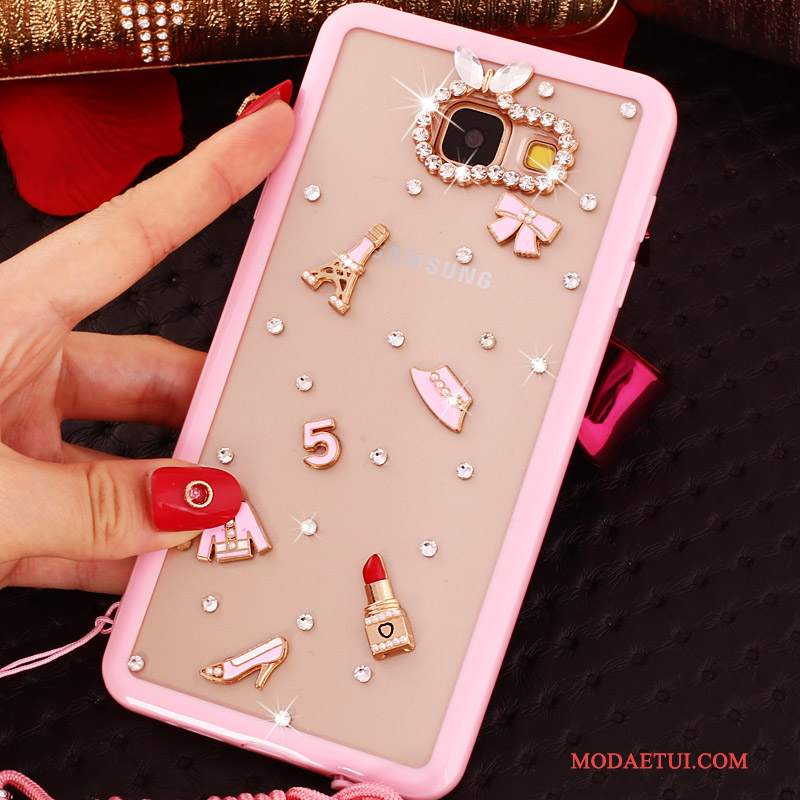 Futerał Samsung Galaxy A5 2016 Rhinestone Purpurowy Proste, Etui Samsung Galaxy A5 2016 Ochraniacz Wiszące Ozdobyna Telefon