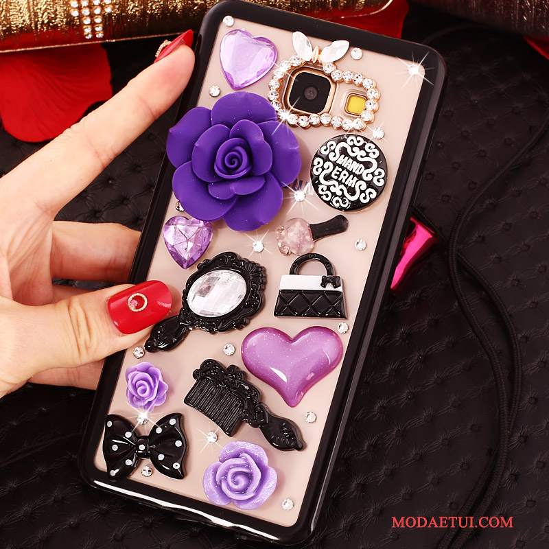 Futerał Samsung Galaxy A5 2016 Rhinestone Purpurowy Proste, Etui Samsung Galaxy A5 2016 Ochraniacz Wiszące Ozdobyna Telefon