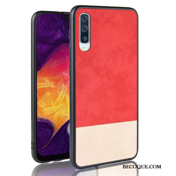 Futerał Samsung Galaxy A50 Ochraniacz Denim Tendencja, Etui Samsung Galaxy A50 Skóra Mieszane Kolory Szary