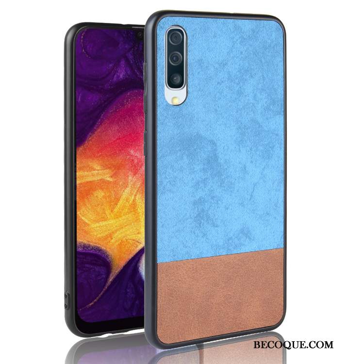 Futerał Samsung Galaxy A50 Ochraniacz Denim Tendencja, Etui Samsung Galaxy A50 Skóra Mieszane Kolory Szary