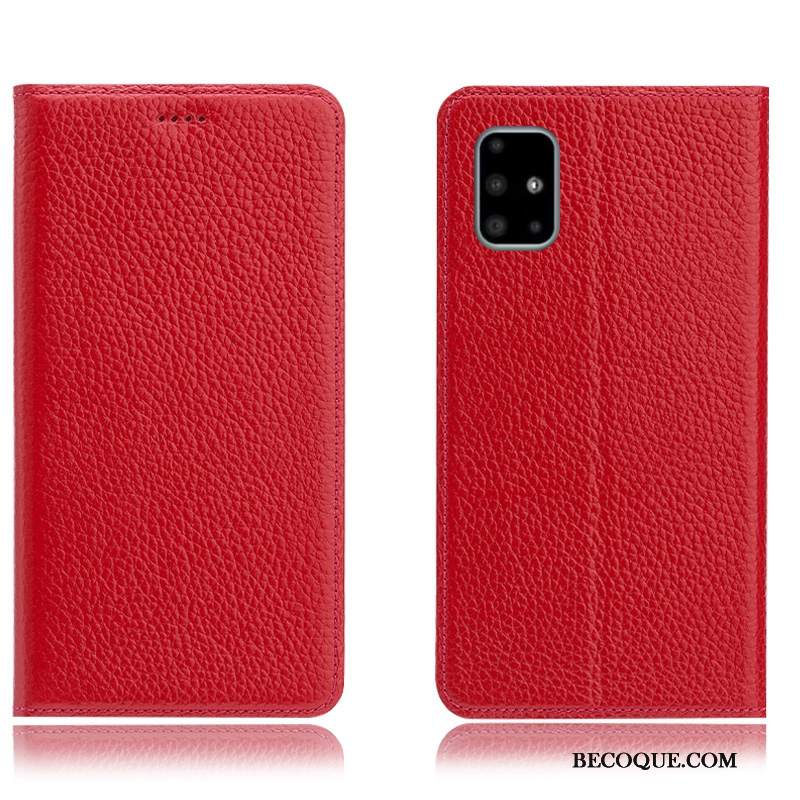 Futerał Samsung Galaxy A51 Pokrowce Niebieski Anti-fall, Etui Samsung Galaxy A51 Skóra Litchi Wzór