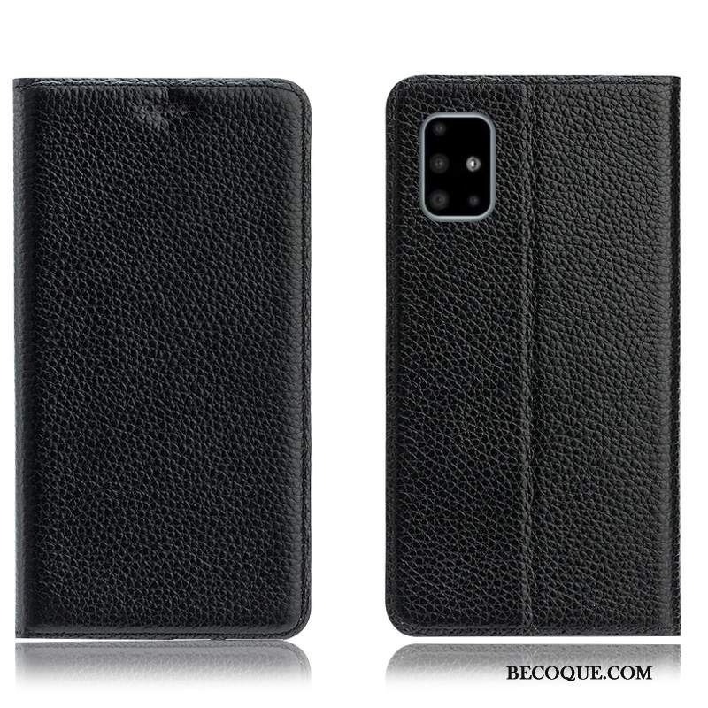 Futerał Samsung Galaxy A51 Pokrowce Niebieski Anti-fall, Etui Samsung Galaxy A51 Skóra Litchi Wzór