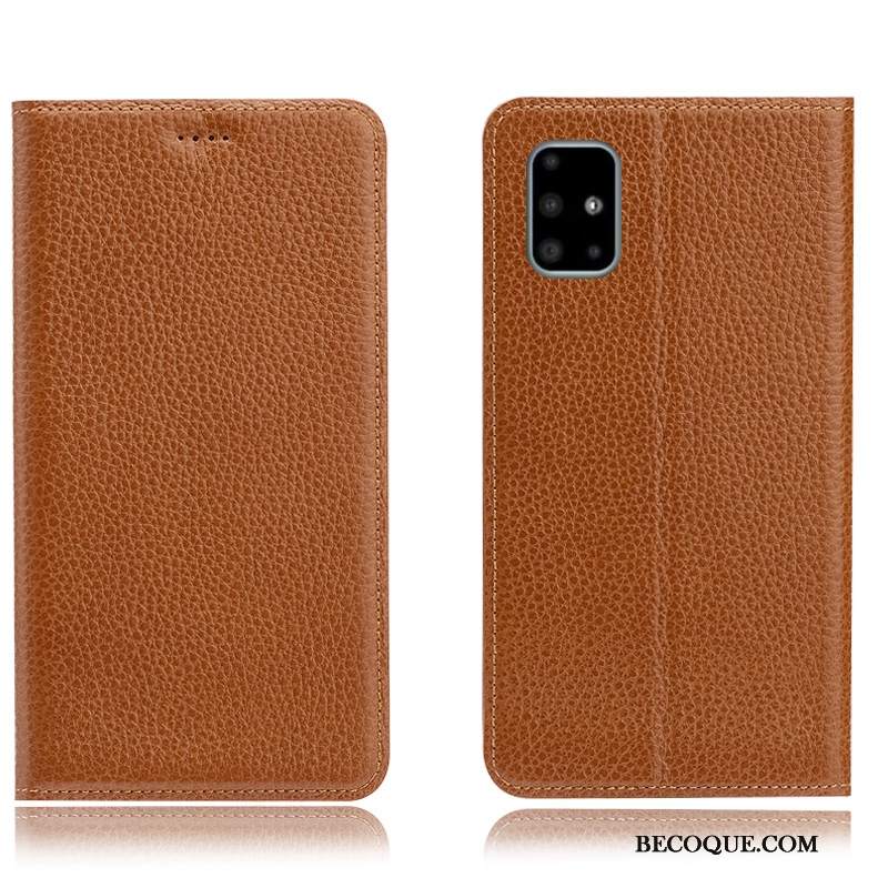 Futerał Samsung Galaxy A51 Pokrowce Niebieski Anti-fall, Etui Samsung Galaxy A51 Skóra Litchi Wzór