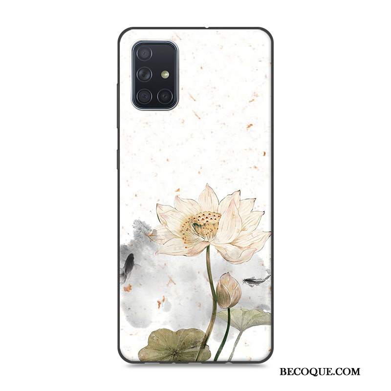 Futerał Samsung Galaxy A51 Vintage Tendencjana Telefon, Etui Samsung Galaxy A51 Ochraniacz Niebieski Chiński Styl