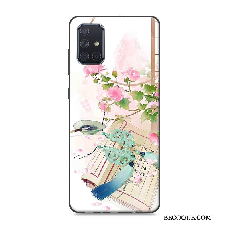 Futerał Samsung Galaxy A51 Vintage Tendencjana Telefon, Etui Samsung Galaxy A51 Ochraniacz Niebieski Chiński Styl