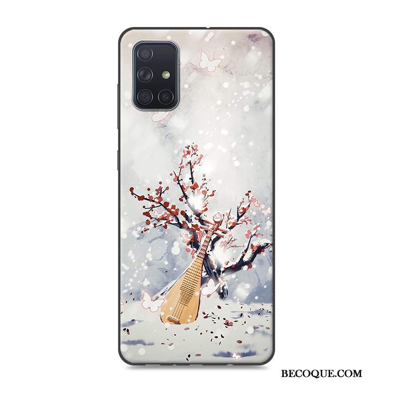 Futerał Samsung Galaxy A51 Vintage Tendencjana Telefon, Etui Samsung Galaxy A51 Ochraniacz Niebieski Chiński Styl