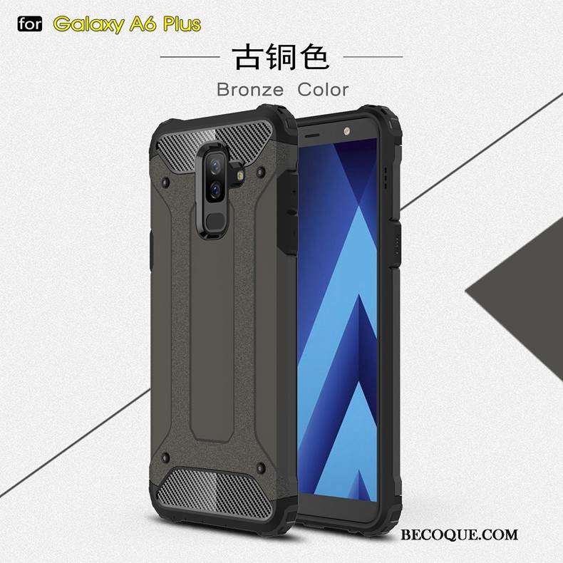 Futerał Samsung Galaxy A6+ Miękki Tendencja Anti-fall, Etui Samsung Galaxy A6+ Ochraniacz Złotona Telefon