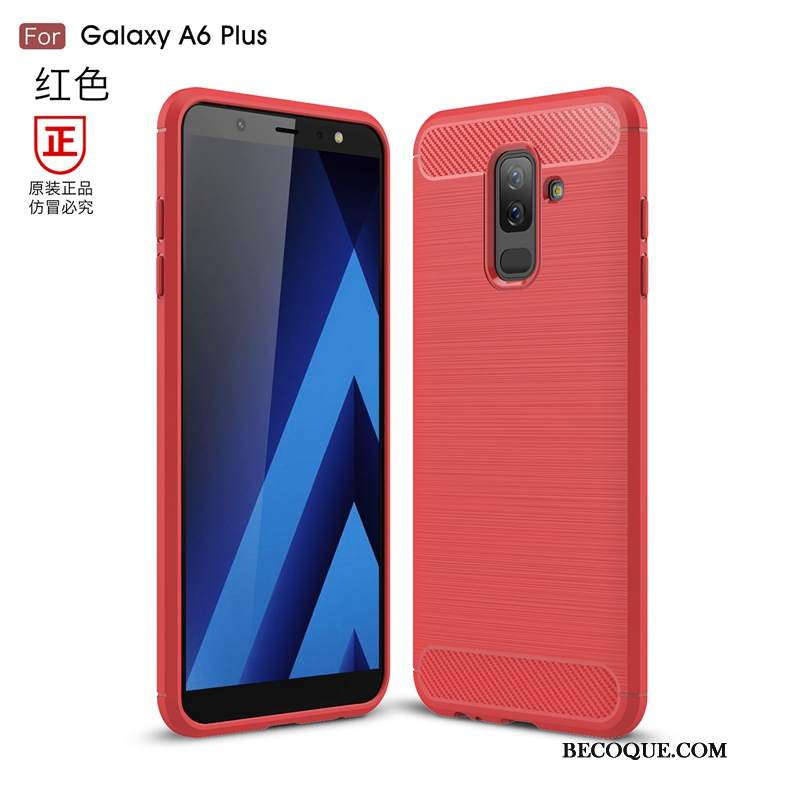 Futerał Samsung Galaxy A6+ Ochraniacz Szary Wzór, Etui Samsung Galaxy A6+ Torby Jedwab Włókno