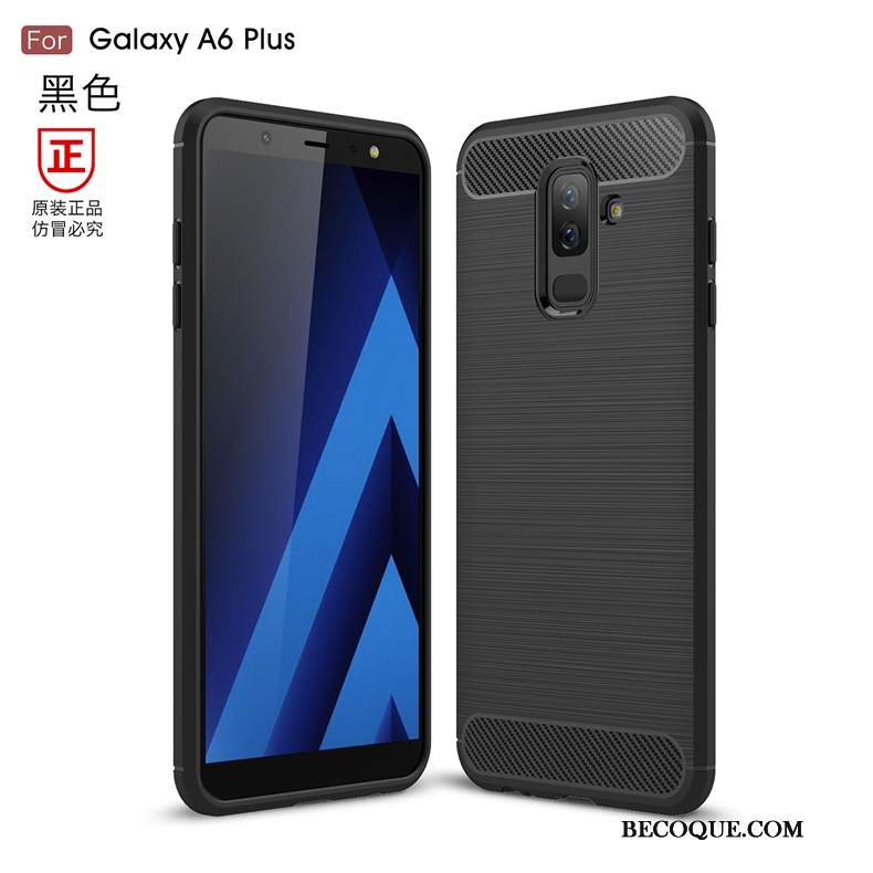 Futerał Samsung Galaxy A6+ Ochraniacz Szary Wzór, Etui Samsung Galaxy A6+ Torby Jedwab Włókno