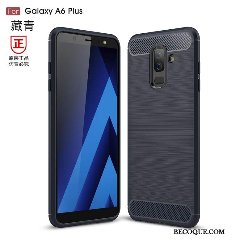 Futerał Samsung Galaxy A6+ Ochraniacz Szary Wzór, Etui Samsung Galaxy A6+ Torby Jedwab Włókno