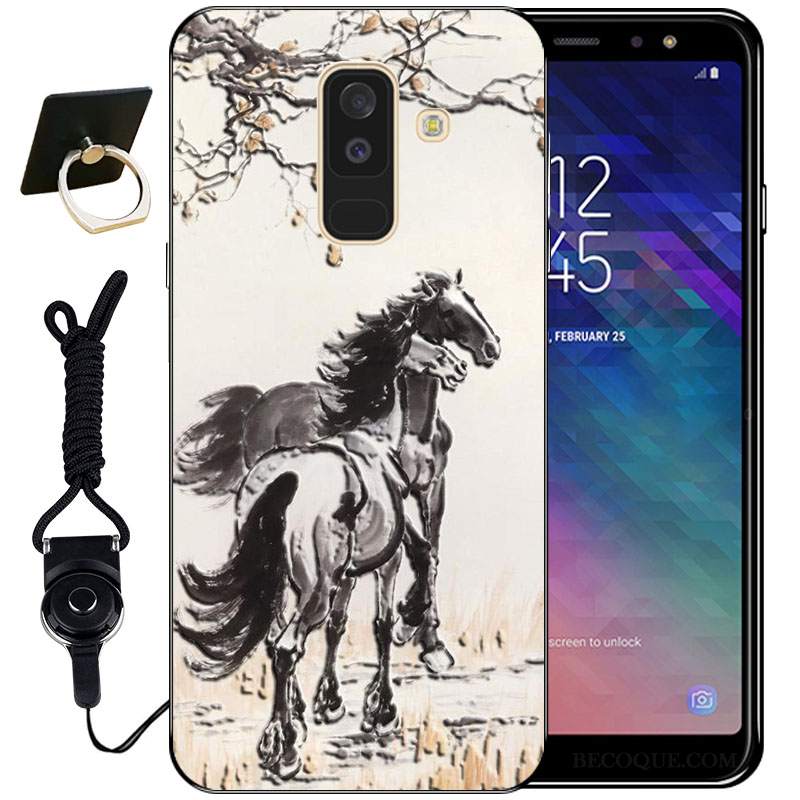 Futerał Samsung Galaxy A6+ Vintage Anti-fall Bambus, Etui Samsung Galaxy A6+ Ochraniacz Ładnyna Telefon