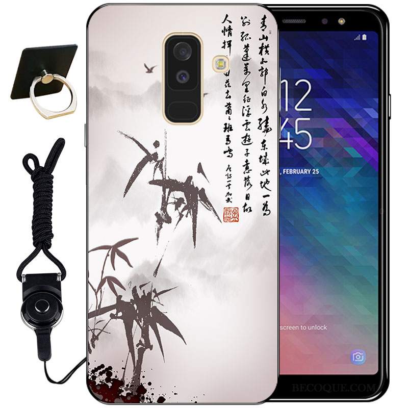 Futerał Samsung Galaxy A6+ Vintage Anti-fall Bambus, Etui Samsung Galaxy A6+ Ochraniacz Ładnyna Telefon