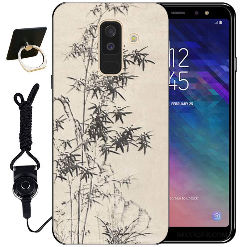 Futerał Samsung Galaxy A6+ Vintage Anti-fall Bambus, Etui Samsung Galaxy A6+ Ochraniacz Ładnyna Telefon