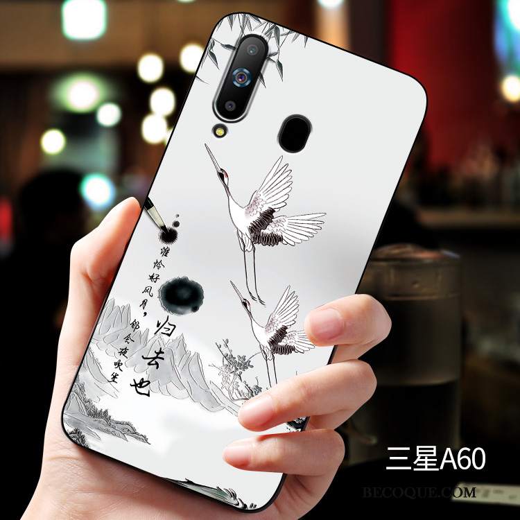 Futerał Samsung Galaxy A60 Relief Anti-fallna Telefon, Etui Samsung Galaxy A60 Silikonowe Niebieski