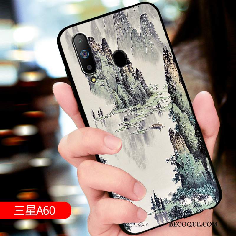 Futerał Samsung Galaxy A60 Relief Anti-fallna Telefon, Etui Samsung Galaxy A60 Silikonowe Żółty