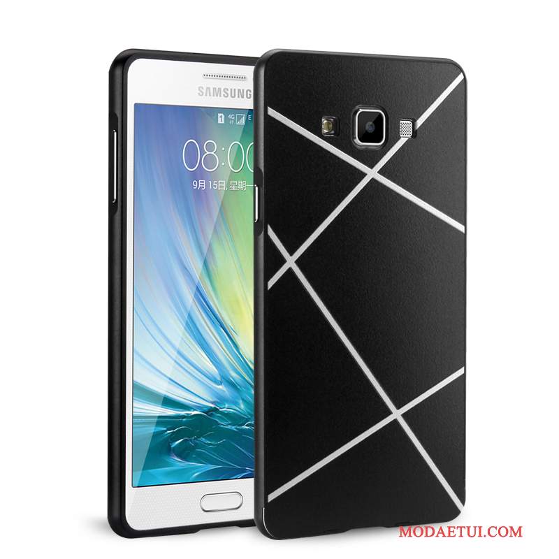 Futerał Samsung Galaxy A7 2015 Metal Granica Zielony, Etui Samsung Galaxy A7 2015 Ochraniacz Na Telefon