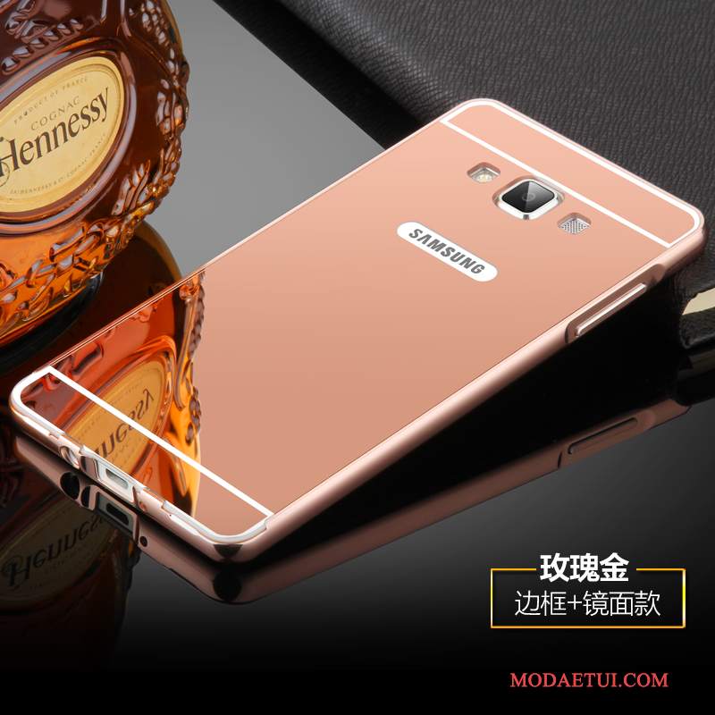 Futerał Samsung Galaxy A7 2015 Metal Tylna Pokrywa Cienka, Etui Samsung Galaxy A7 2015 Ochraniacz Granica Złoto