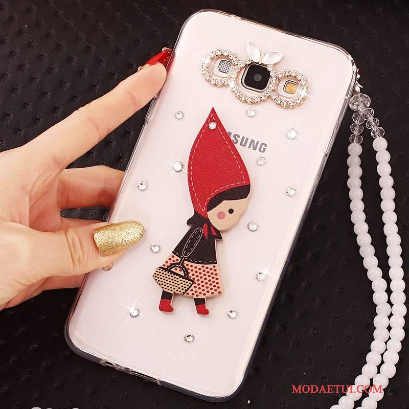 Futerał Samsung Galaxy A7 2015 Rhinestone Anti-fallna Telefon, Etui Samsung Galaxy A7 2015 Ochraniacz Biały Wiszące Ozdoby