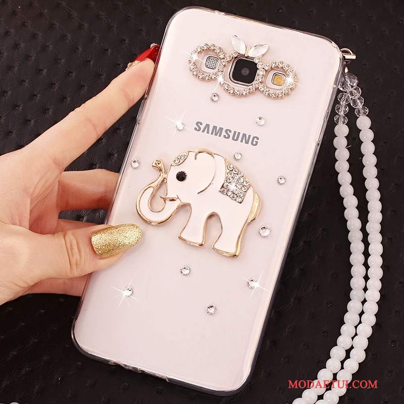 Futerał Samsung Galaxy A7 2015 Rhinestone Anti-fallna Telefon, Etui Samsung Galaxy A7 2015 Ochraniacz Biały Wiszące Ozdoby