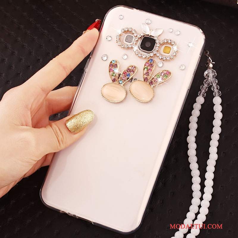 Futerał Samsung Galaxy A7 2015 Rhinestone Anti-fallna Telefon, Etui Samsung Galaxy A7 2015 Ochraniacz Biały Wiszące Ozdoby