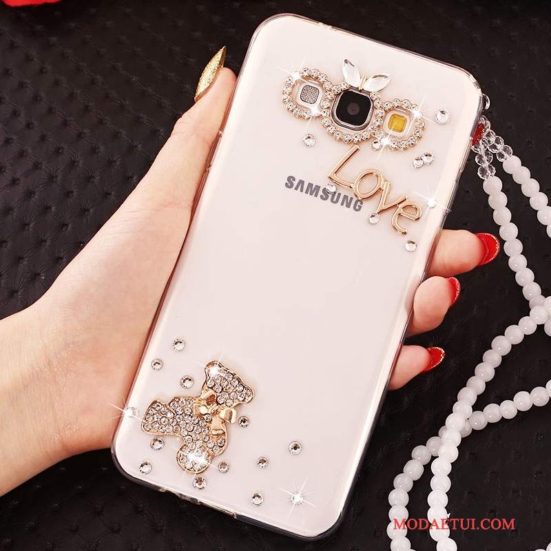 Futerał Samsung Galaxy A7 2015 Rhinestone Anti-fallna Telefon, Etui Samsung Galaxy A7 2015 Ochraniacz Biały Wiszące Ozdoby