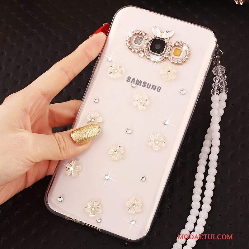 Futerał Samsung Galaxy A7 2015 Rhinestone Anti-fallna Telefon, Etui Samsung Galaxy A7 2015 Ochraniacz Biały Wiszące Ozdoby