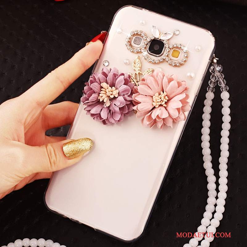 Futerał Samsung Galaxy A7 2015 Rhinestone Anti-fallna Telefon, Etui Samsung Galaxy A7 2015 Ochraniacz Biały Wiszące Ozdoby