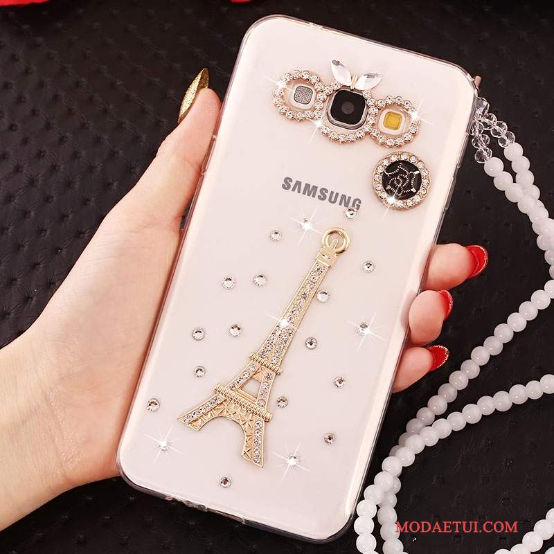 Futerał Samsung Galaxy A7 2015 Rhinestone Anti-fallna Telefon, Etui Samsung Galaxy A7 2015 Ochraniacz Biały Wiszące Ozdoby