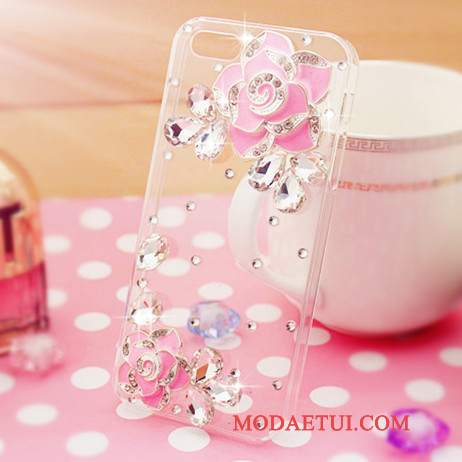 Futerał Samsung Galaxy A7 2015 Rhinestone Przezroczystyna Telefon, Etui Samsung Galaxy A7 2015 Kryształkami Purpurowy