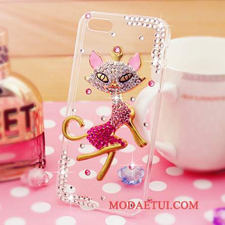 Futerał Samsung Galaxy A7 2015 Rhinestone Przezroczystyna Telefon, Etui Samsung Galaxy A7 2015 Kryształkami Purpurowy