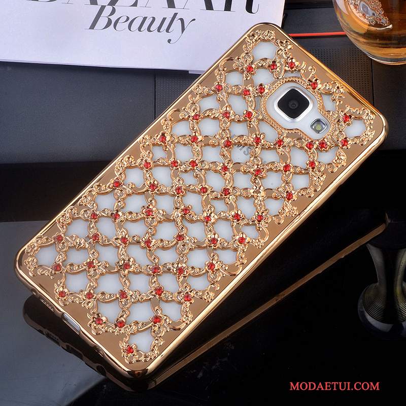 Futerał Samsung Galaxy A7 2016 Rhinestone Anti-fall Złoto, Etui Samsung Galaxy A7 2016 Miękki Na Telefon