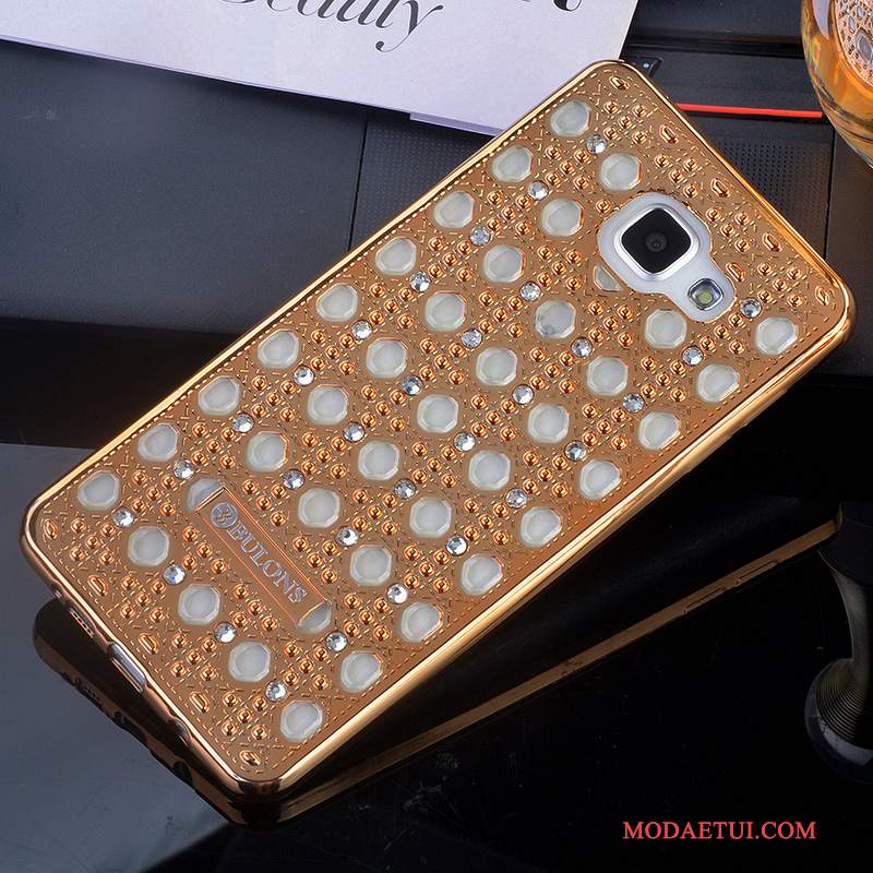 Futerał Samsung Galaxy A7 2016 Rhinestone Anti-fall Złoto, Etui Samsung Galaxy A7 2016 Miękki Na Telefon