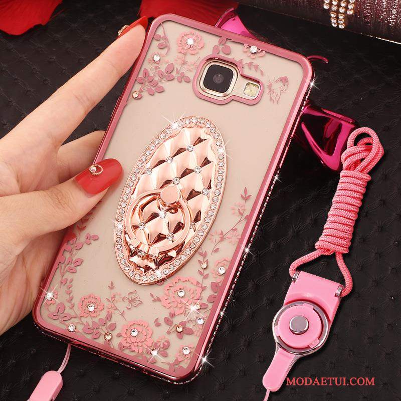 Futerał Samsung Galaxy A7 2016 Rhinestone Wiszące Ozdobyna Telefon, Etui Samsung Galaxy A7 2016 Ochraniacz Ring Niebieski