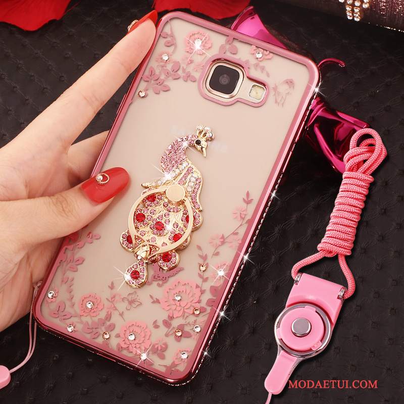 Futerał Samsung Galaxy A7 2016 Rhinestone Wiszące Ozdobyna Telefon, Etui Samsung Galaxy A7 2016 Ochraniacz Ring Niebieski