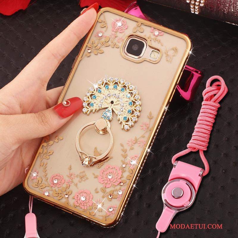 Futerał Samsung Galaxy A7 2016 Rhinestone Wiszące Ozdobyna Telefon, Etui Samsung Galaxy A7 2016 Ochraniacz Ring Niebieski