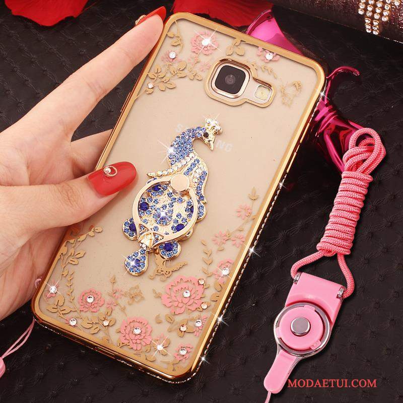 Futerał Samsung Galaxy A7 2016 Rhinestone Wiszące Ozdobyna Telefon, Etui Samsung Galaxy A7 2016 Ochraniacz Ring Niebieski