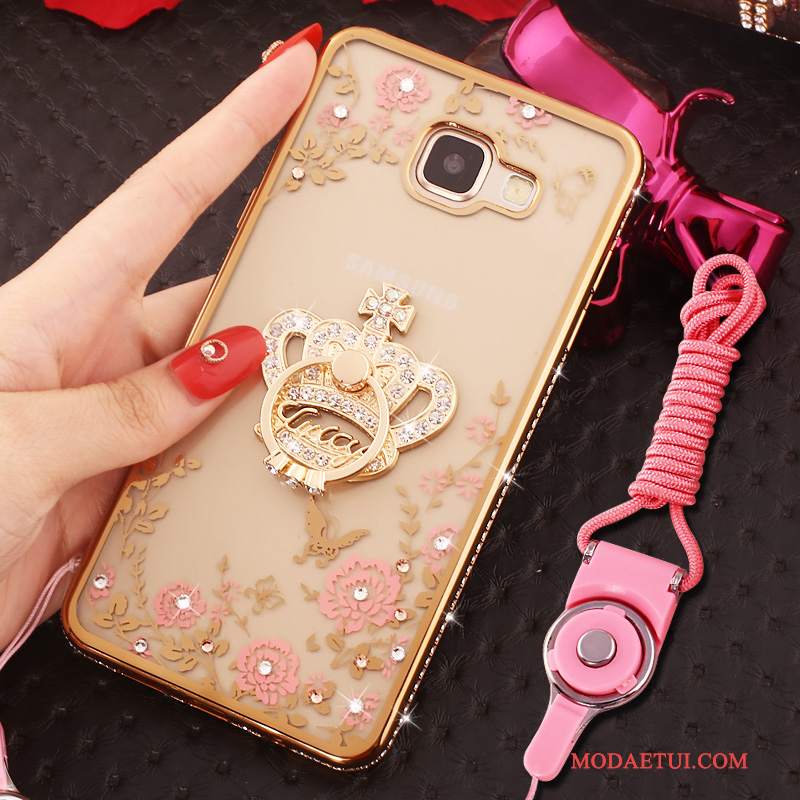 Futerał Samsung Galaxy A7 2016 Rhinestone Wiszące Ozdobyna Telefon, Etui Samsung Galaxy A7 2016 Ochraniacz Ring Niebieski