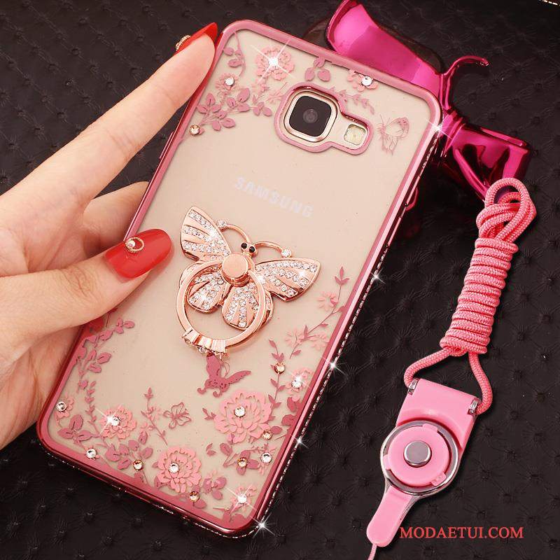 Futerał Samsung Galaxy A7 2016 Rhinestone Wiszące Ozdobyna Telefon, Etui Samsung Galaxy A7 2016 Ochraniacz Ring Niebieski