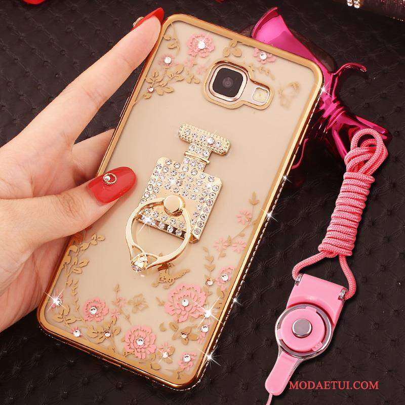 Futerał Samsung Galaxy A7 2016 Rhinestone Wiszące Ozdobyna Telefon, Etui Samsung Galaxy A7 2016 Ochraniacz Ring Niebieski