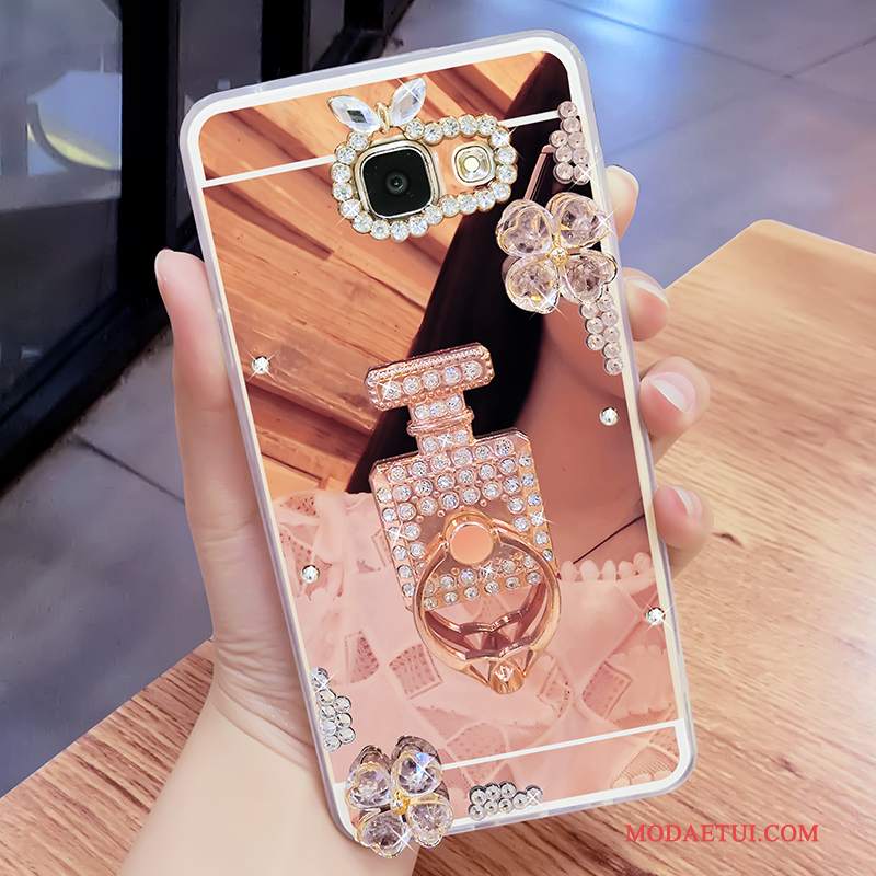 Futerał Samsung Galaxy A7 2017 Rhinestone Złoto Lustro, Etui Samsung Galaxy A7 2017 Wspornik Wiszące Ozdobyna Telefon