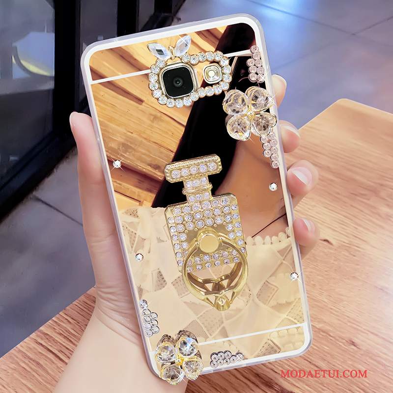 Futerał Samsung Galaxy A7 2017 Rhinestone Złoto Lustro, Etui Samsung Galaxy A7 2017 Wspornik Wiszące Ozdobyna Telefon